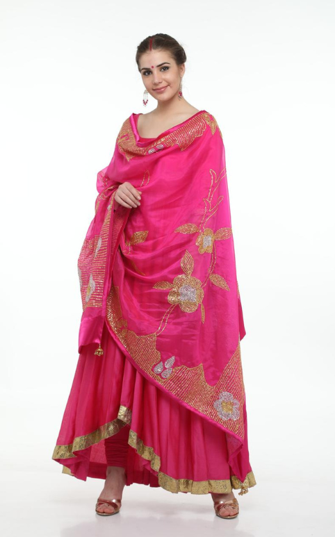 Mritsa Gota Patti Silk Lehenga Set - Red