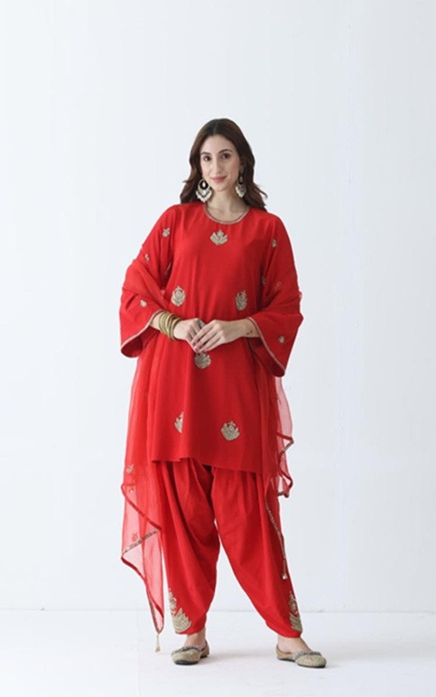 Mritsa Gota Patti Silk Lehenga Set - Red