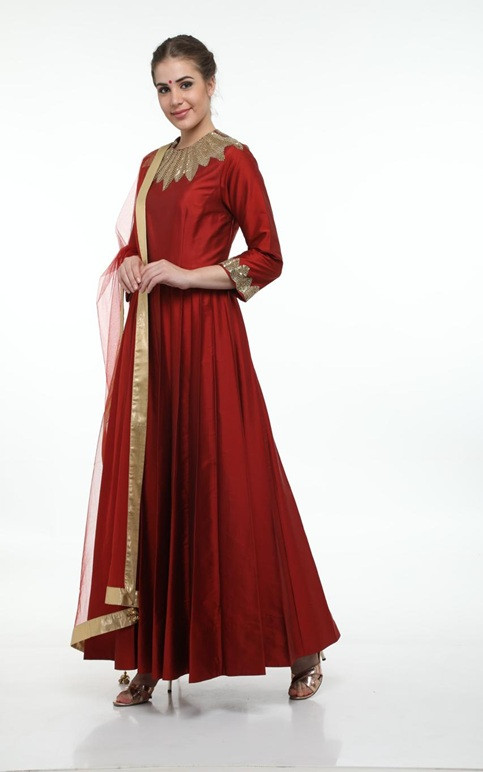 Sarasvi Gota Patti Silk Lehenga Set - Pink