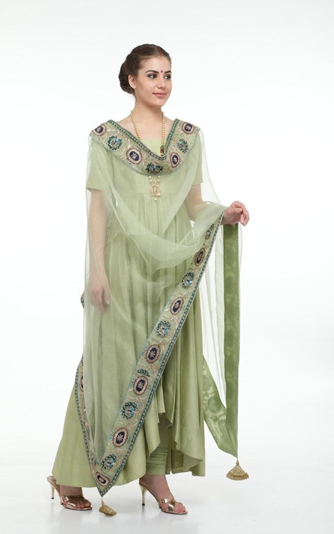 Olive Green Anarkali Suit